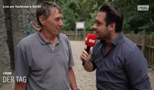 RBB DER TAG live am Kletterturm Teufelsberg. Bild: rbb